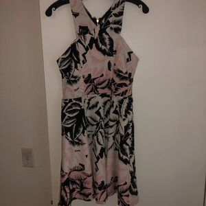 Pink + black floral dress